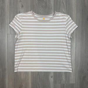 C&C California‎ Women's Tan & White Striped Short Sleeve T-Shirt